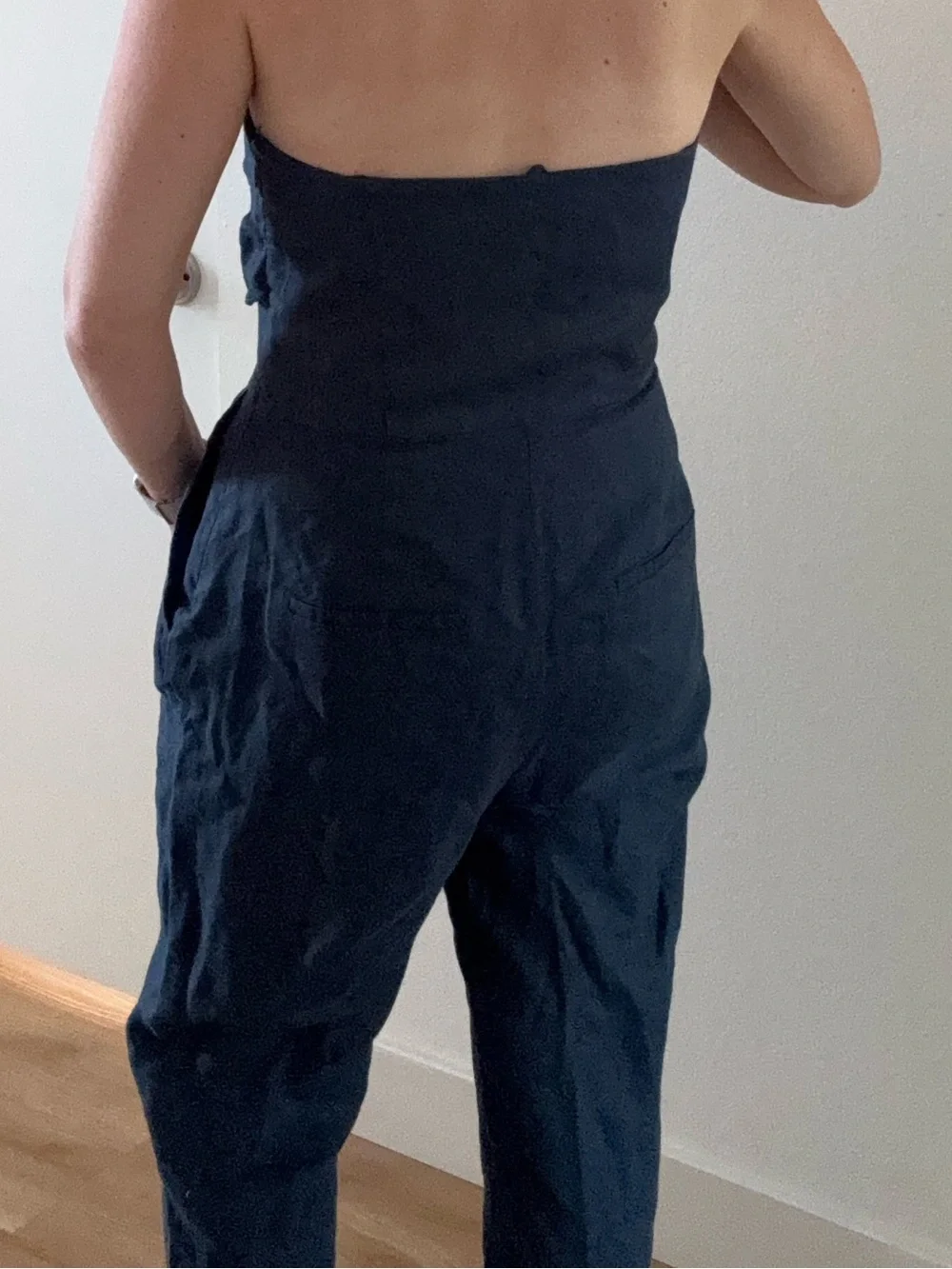 Mango Strapless Navy Blue Jumpsuit with Front Bow